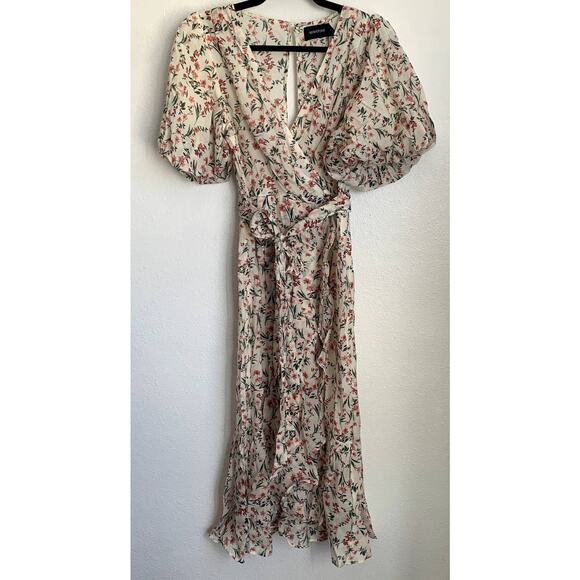 NWT MINKPINK Kacey Puff Sleeve Midi Dress in Multi - Picture 6 of 14